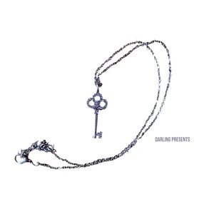 Crystal Key Necklace Women Color Silver